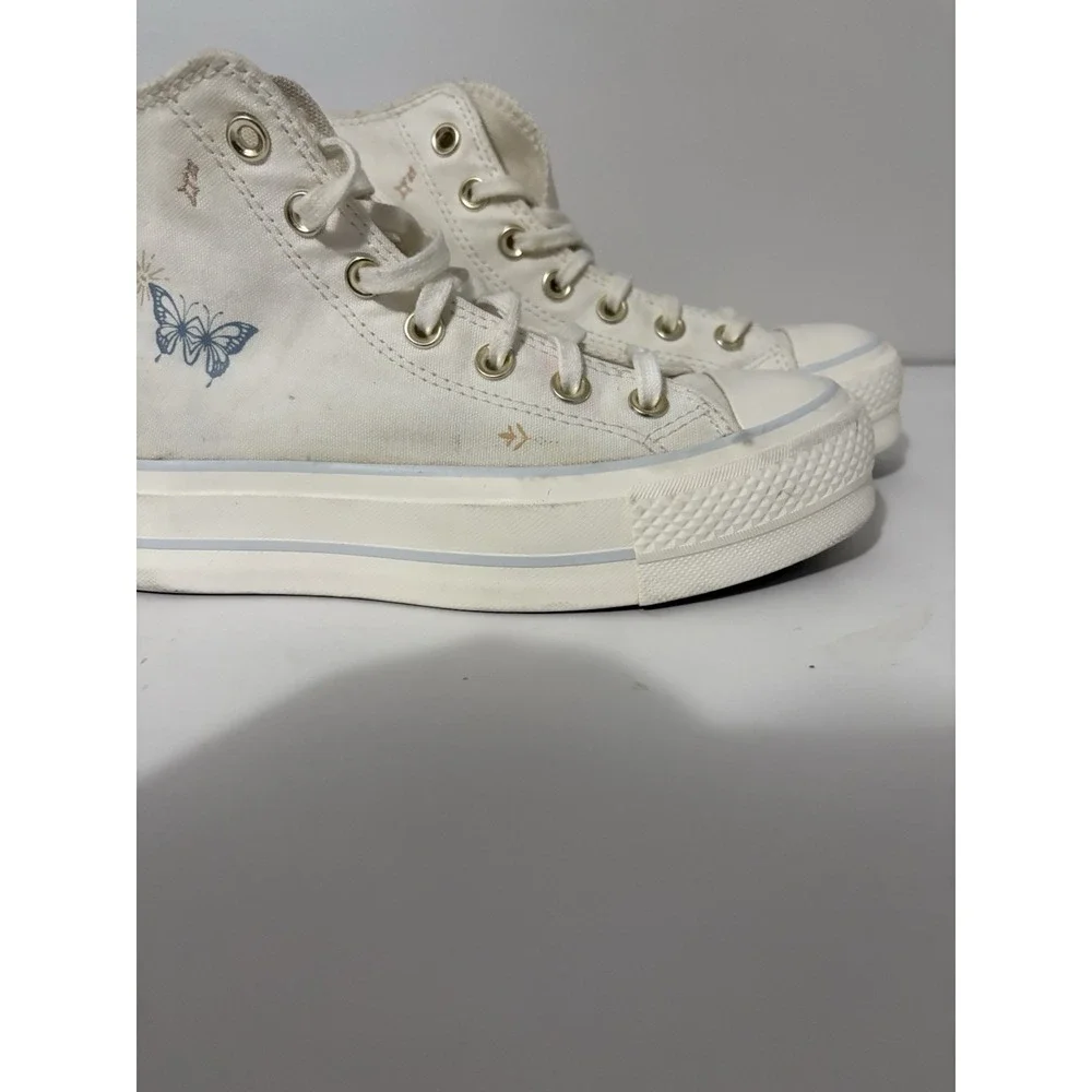 Converse All Star Lift Platform Canvas High Top Cream/Cocoon Blue Sz 6
